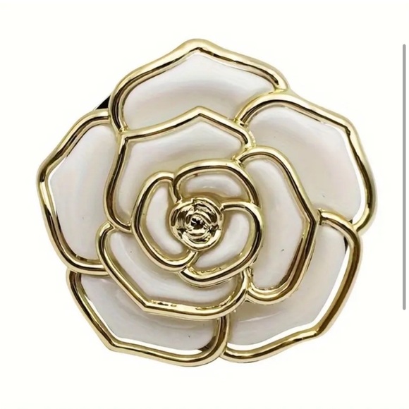 Purse Hook white Rose with Gold Accents - Picture 2 of 4